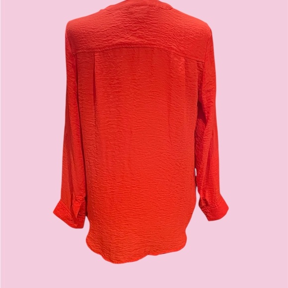 RED BUTTON UP BLOUSE WITH COLLAR BY a.n.a. IN SIZE PETITE EXTRA SMALL - Picture 2 of 3